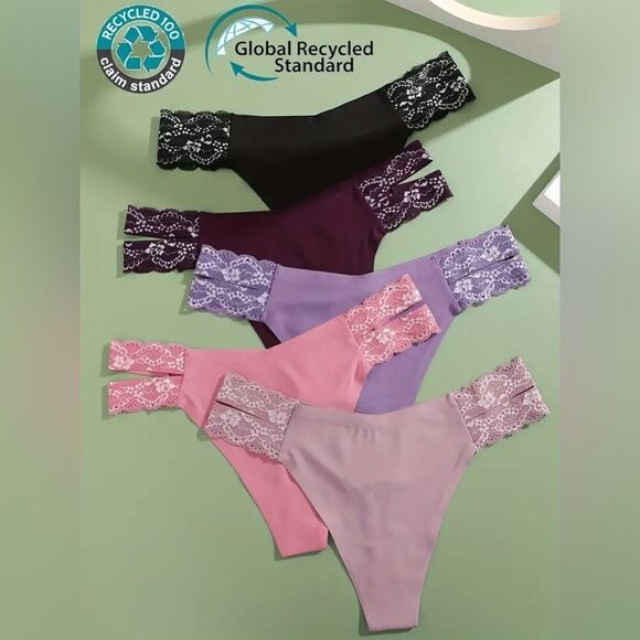 New FINETOO Seamless Panties 6 Pack No Lines With lace Cut Out - Picture 2 of 12